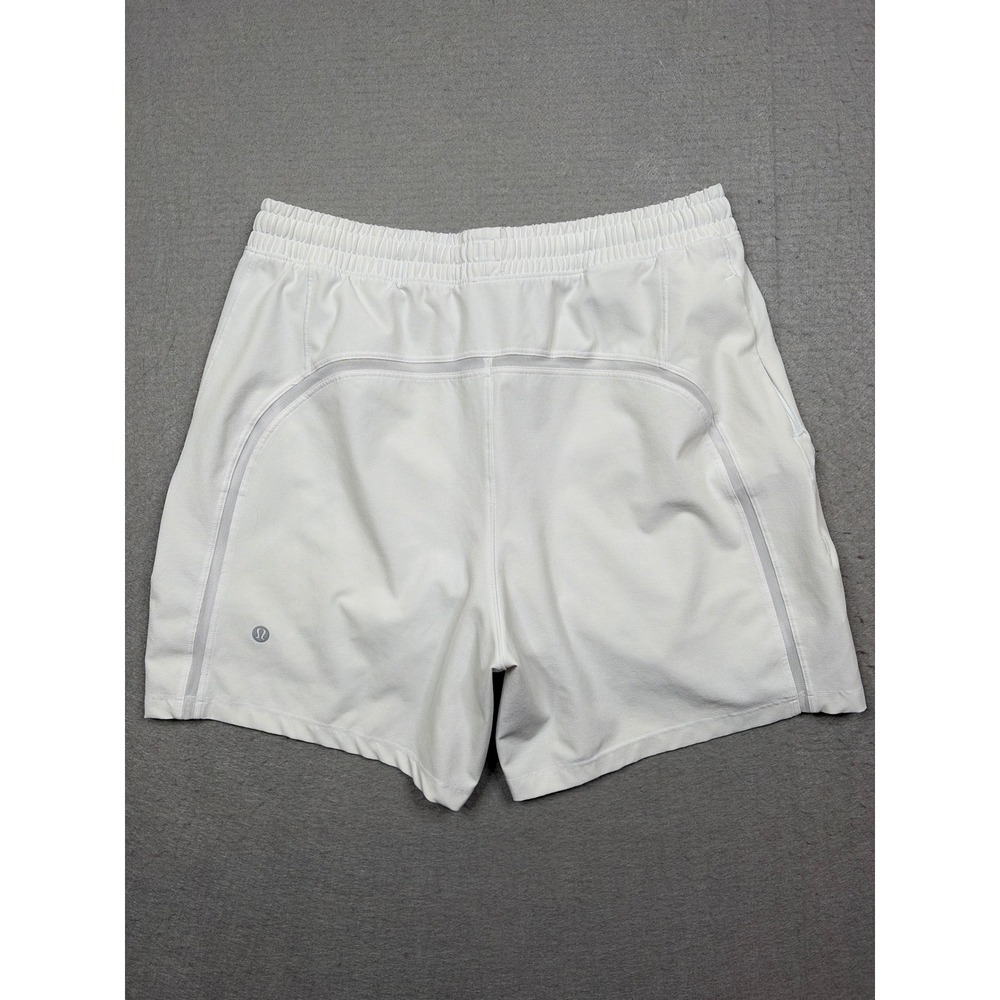 Lululemon Mens Pace Breaker Lined Shorts White Size M 5 Inch Inseam Running Gym - Picture 2 of 10